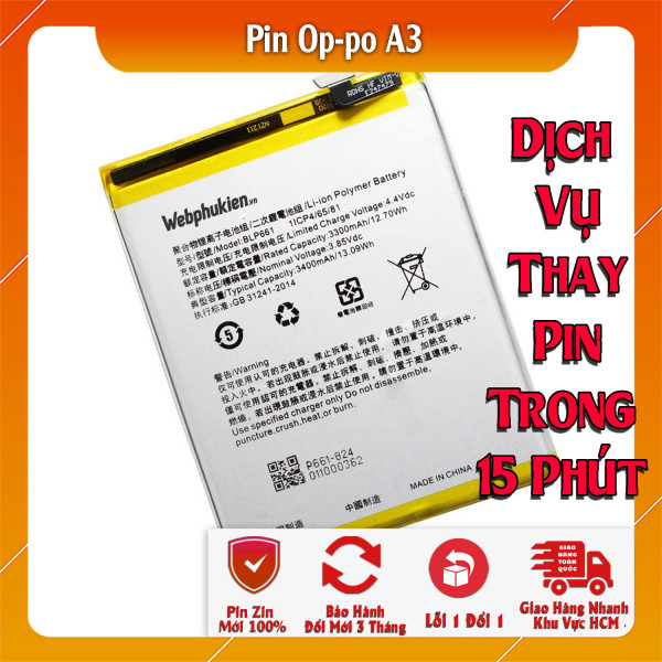 Pin Webphukien cho Oppo A3 Việt Nam BLP661 - 3400mAh 